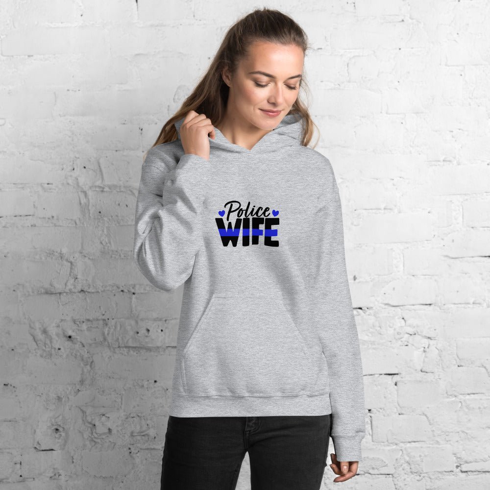 Police Wife, Thin Blue Line Heart Gildan Hooded Sweatshirt  ( Sizes Sm-5xl)