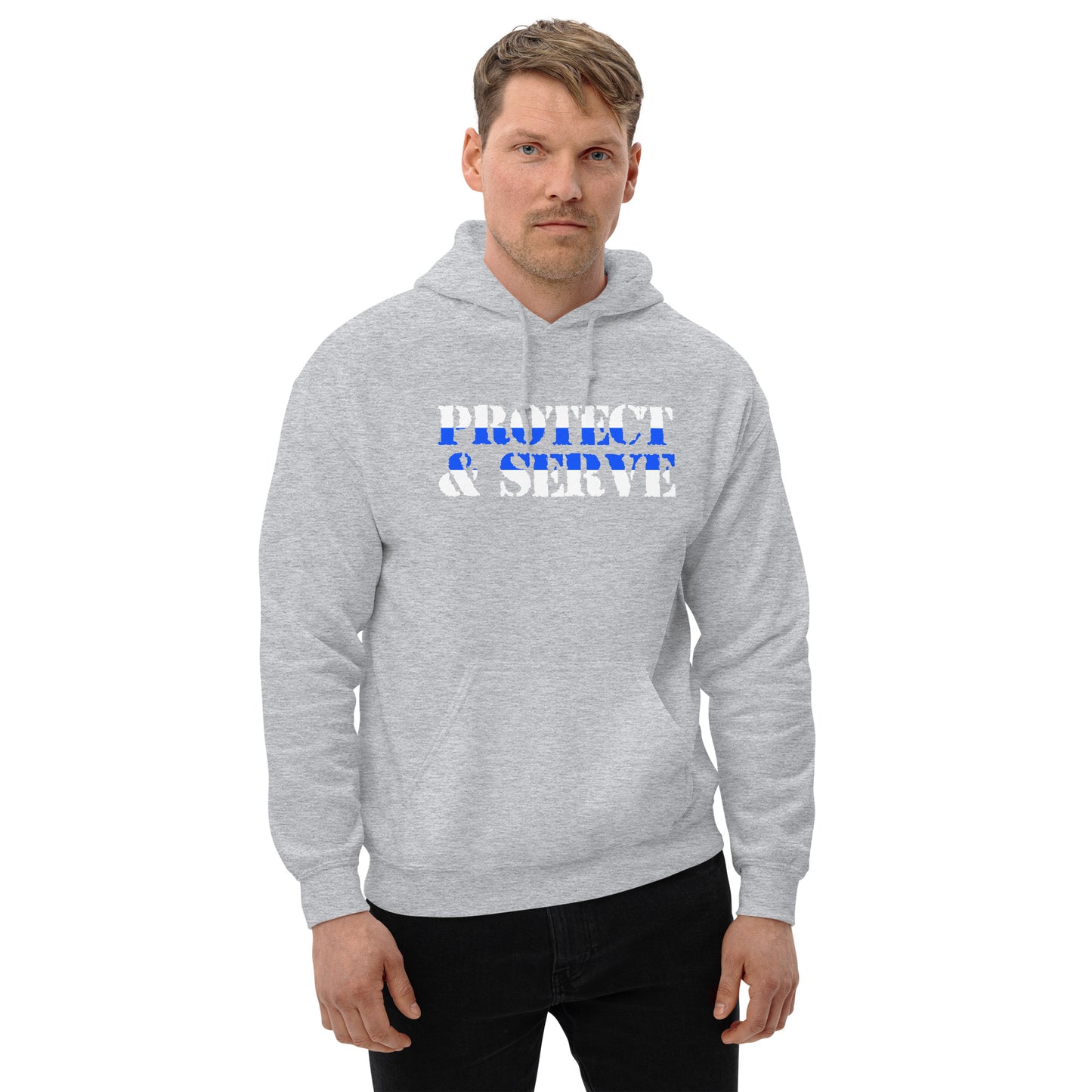 Protect and Servce Thin Blue Line Gildan Hoodie