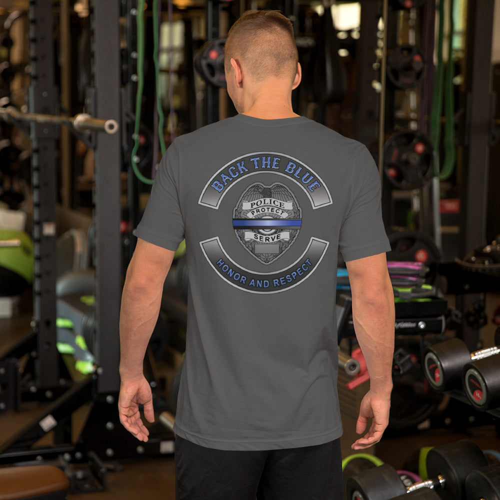 Back The Blue Honor and Respect Thin Blue Line Bella Canvas T Shirt