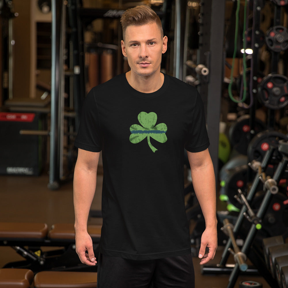 Thin Blue Line Irish Shamrock Premium Bella Canvas Short-Sleeve T-Shirt  XS-5XL Sizes