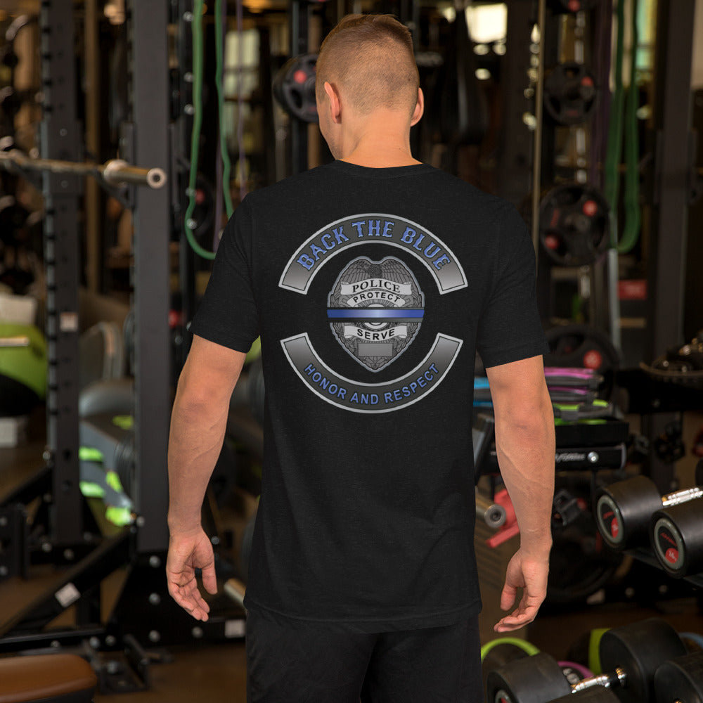 Back The Blue Honor and Respect Thin Blue Line Bella Canvas T Shirt