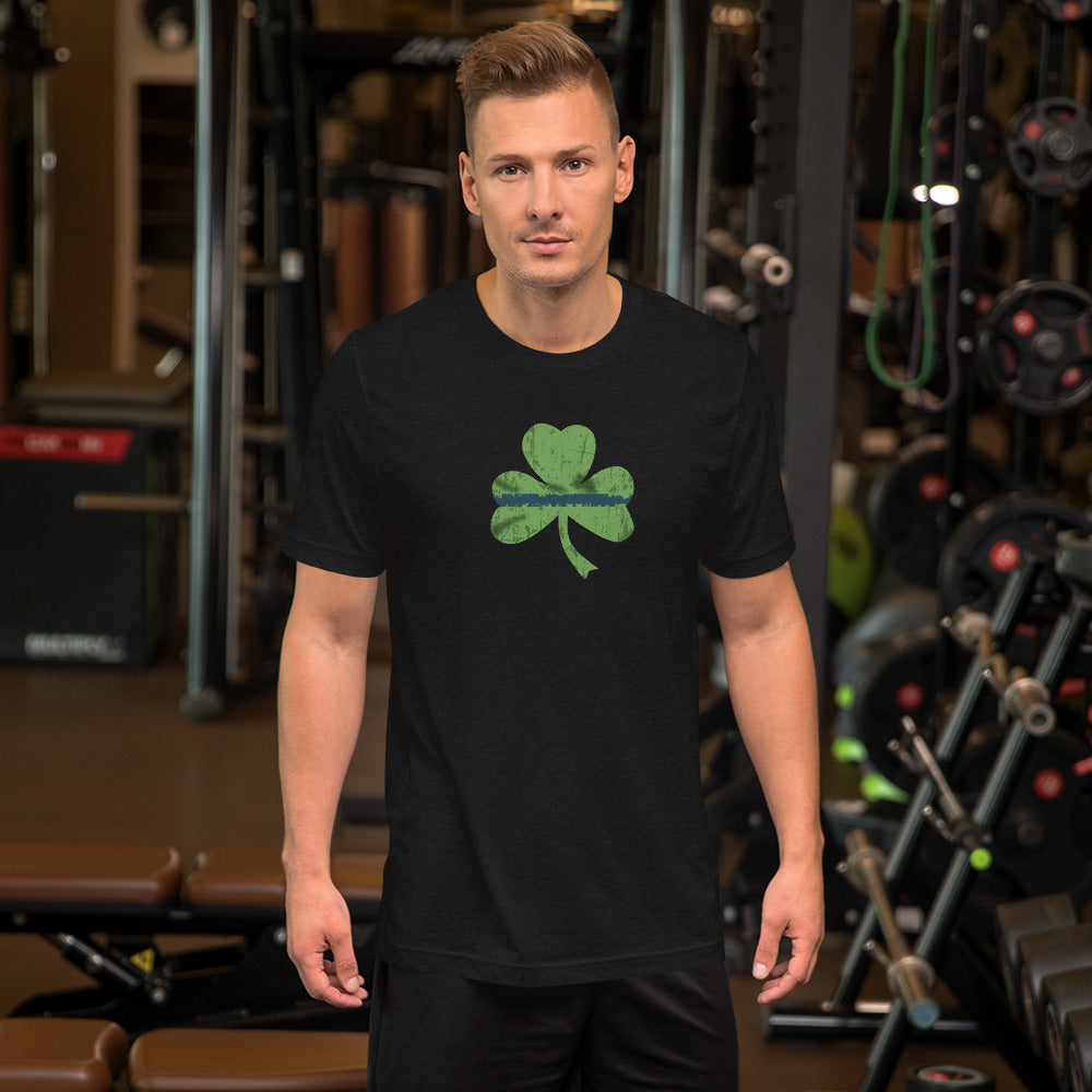 Thin Blue Line Irish Shamrock Premium Bella Canvas Short-Sleeve T-Shirt  XS-5XL Sizes