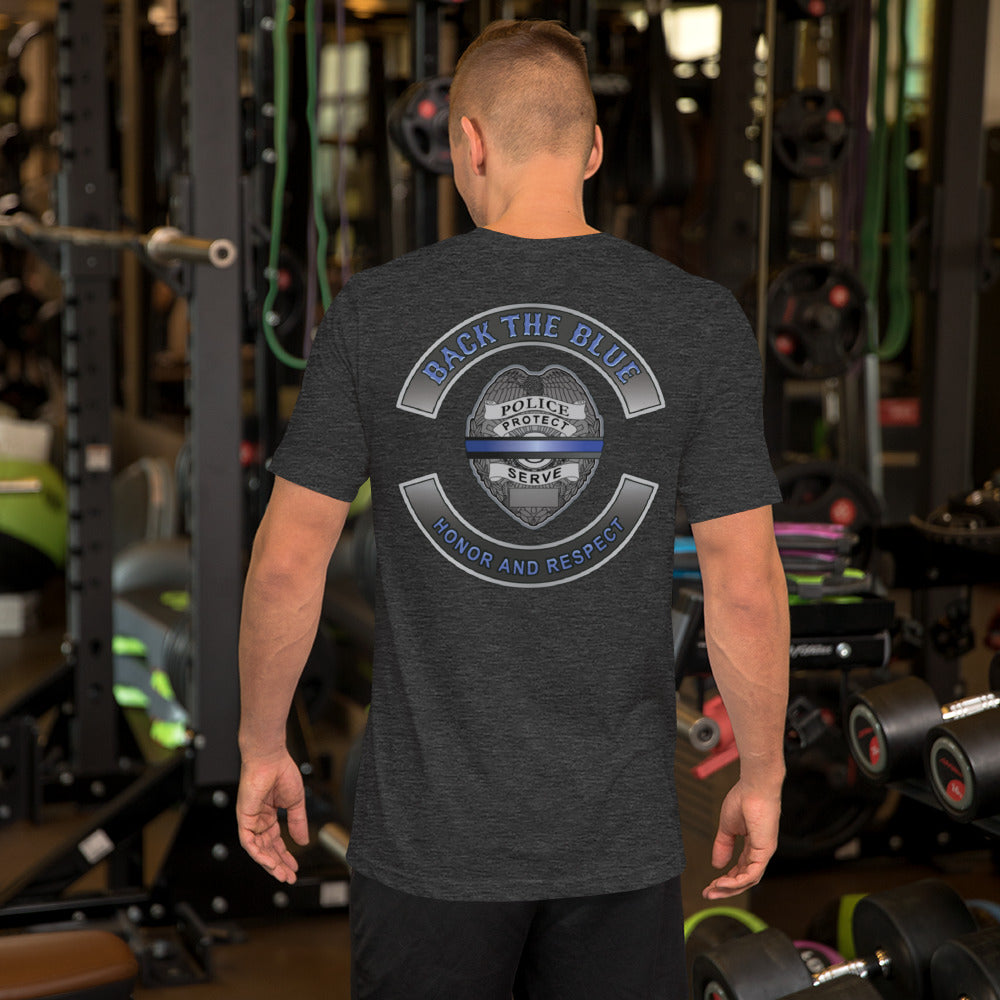 Back The Blue Honor and Respect Thin Blue Line Bella Canvas T Shirt