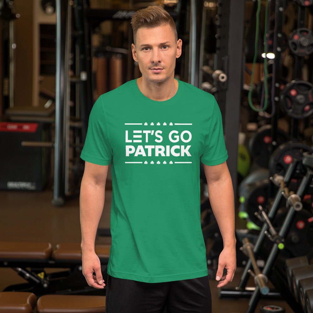 Irish Let's Go Patrick (Brandon) Shamrock Premium Bella Canvas Short-Sleeve  T-Shirt  : Small-5XL