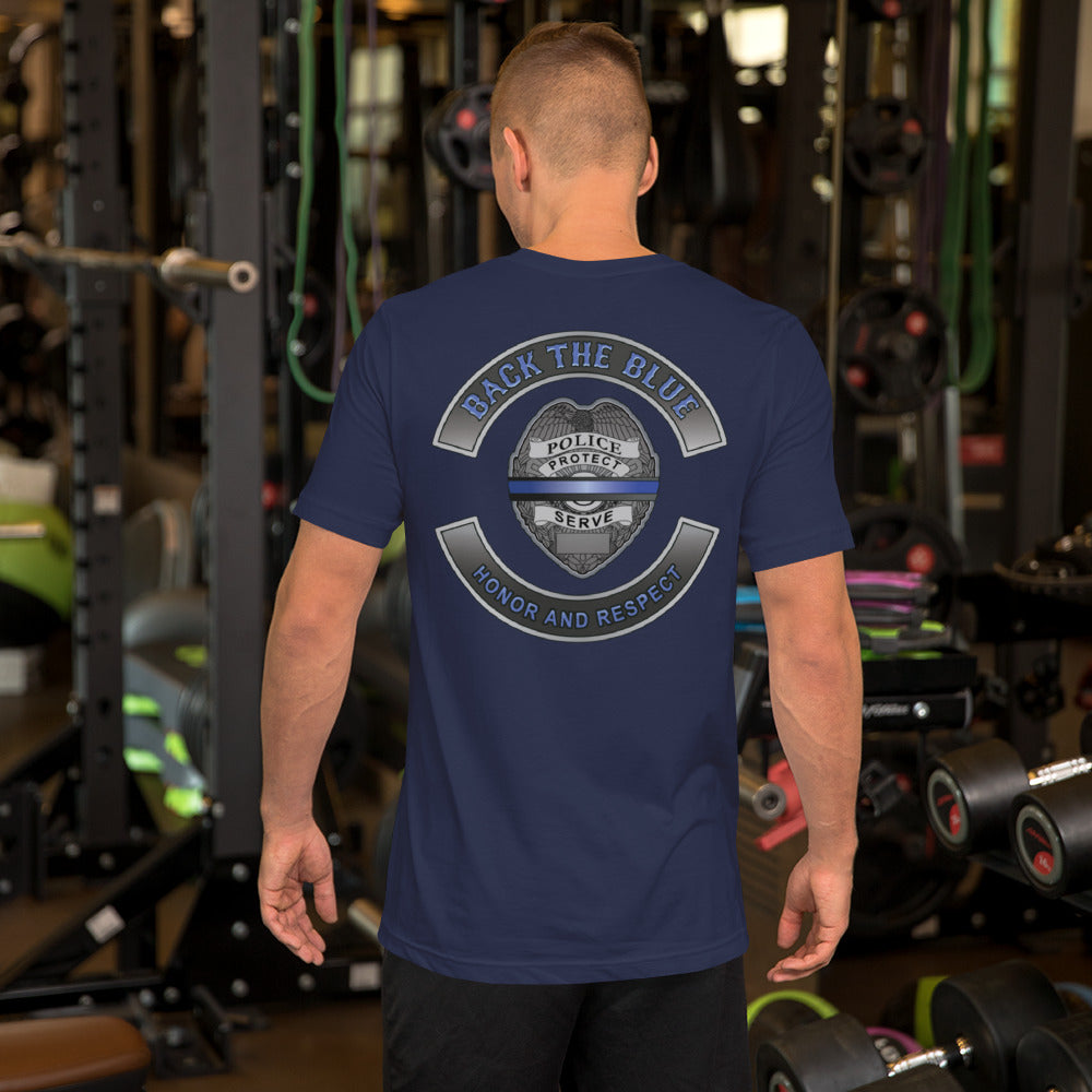 Back The Blue Honor and Respect Thin Blue Line Bella Canvas T Shirt