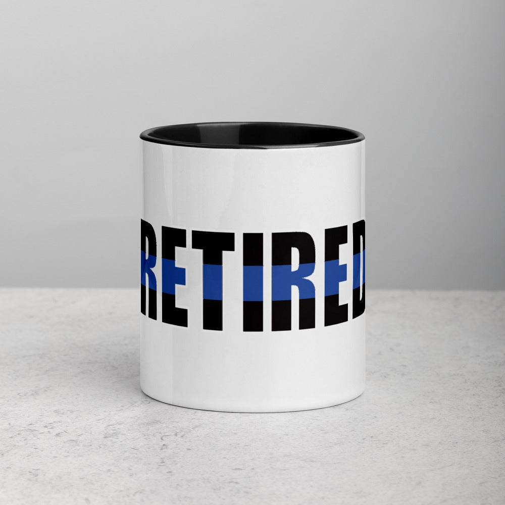 RETIRED Thin Blue Line Ceramic Mug with Color Inside and Handle