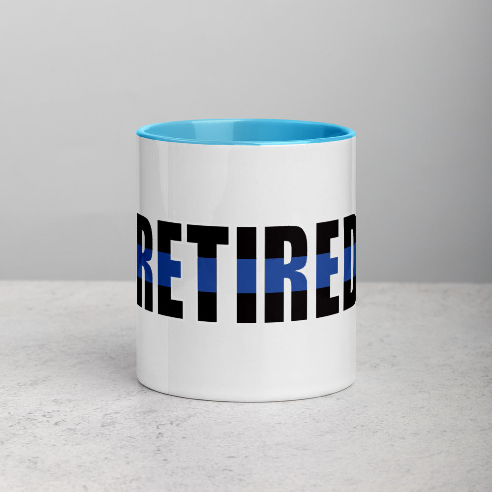 RETIRED Thin Blue Line Ceramic Mug with Color Inside and Handle