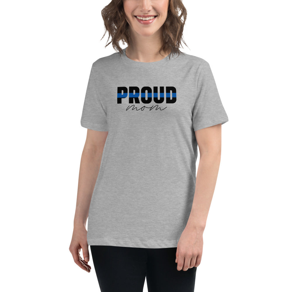 Proud MOM Thin Blue Line Premium Bella Canvas Women's Relaxed T-Shirt