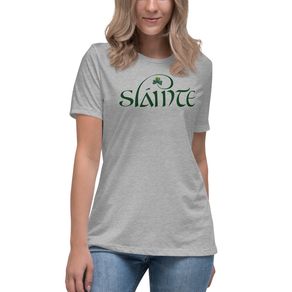 Slainte Thin Blue Line Irish Shamrock Premium Bella Canvas Women's Relaxed T-Shirt