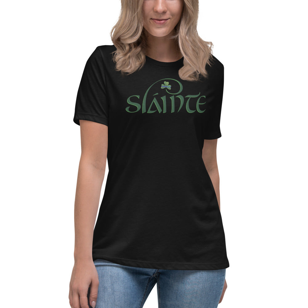 Slainte Thin Blue Line Irish Shamrock Premium Bella Canvas Women's Relaxed T-Shirt
