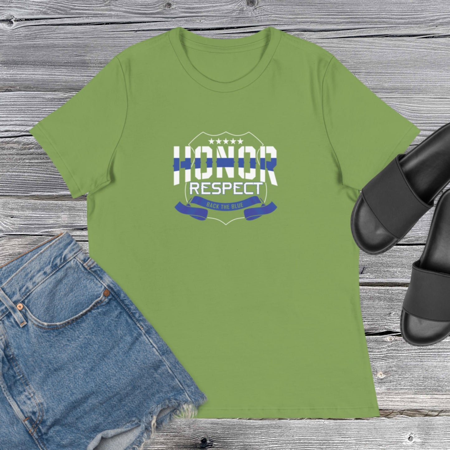 Honor And Respect Back The Blue Women's Relaxed Bella CanvasT-Shirt