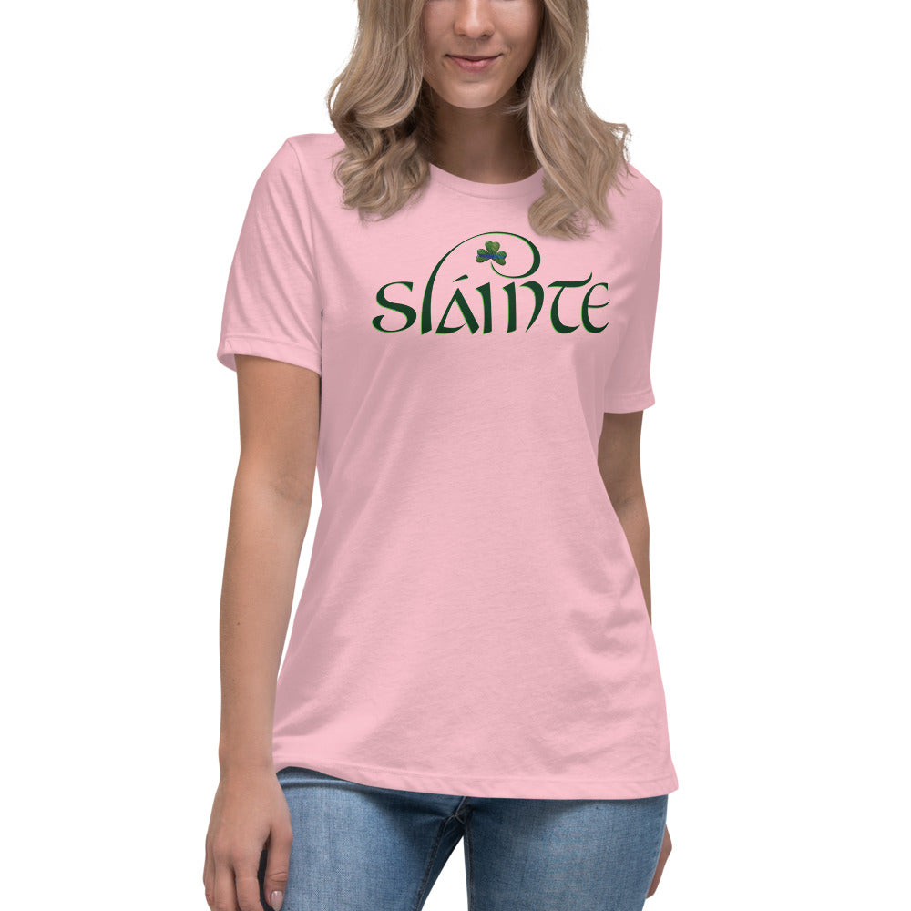Slainte Thin Blue Line Irish Shamrock Premium Bella Canvas Women's Relaxed T-Shirt