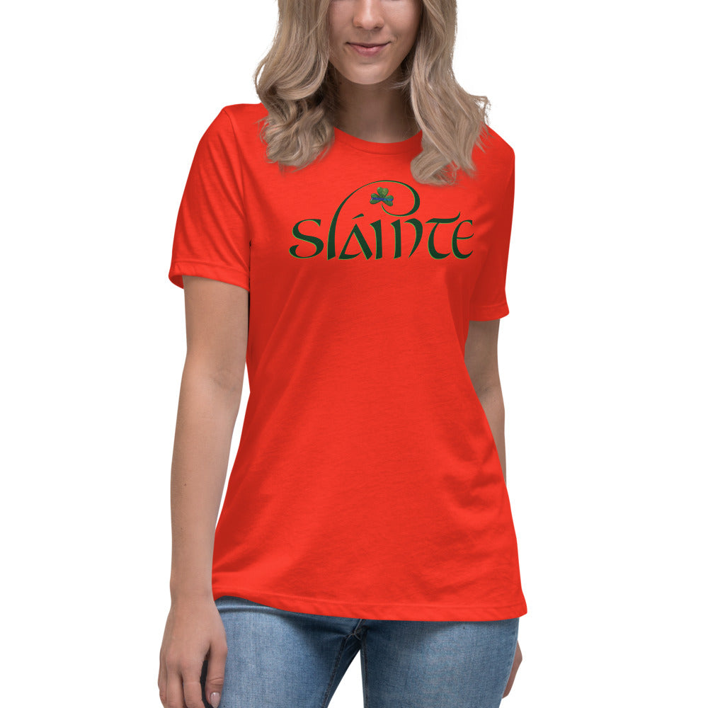Slainte Thin Blue Line Irish Shamrock Premium Bella Canvas Women's Relaxed T-Shirt