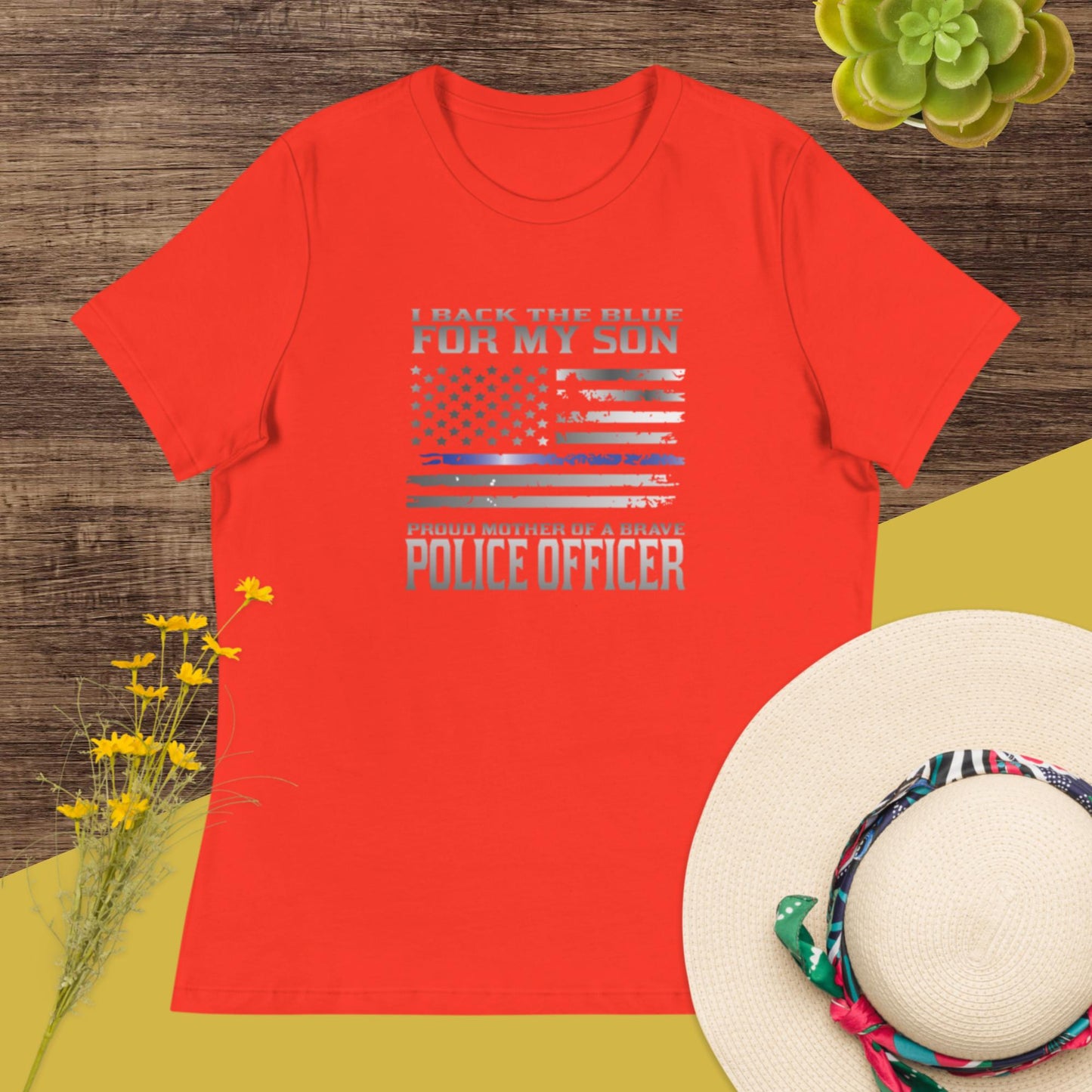 I Back The Blue For My Son Proud Mother Of A Brave Officer TBL Bella Canvas T-Shirt