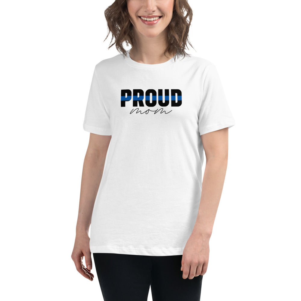 Proud MOM Thin Blue Line Premium Bella Canvas Women's Relaxed T-Shirt