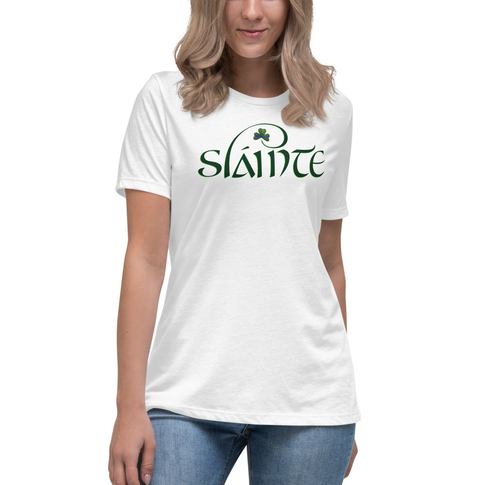 Slainte Thin Blue Line Irish Shamrock Premium Bella Canvas Women's Relaxed T-Shirt