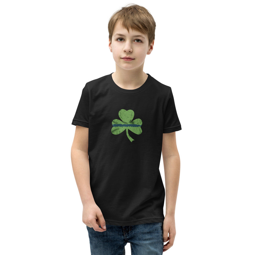 Thin Blue Line Shamrock Premium Bella Canvas Youth Short Sleeve T-Shirt