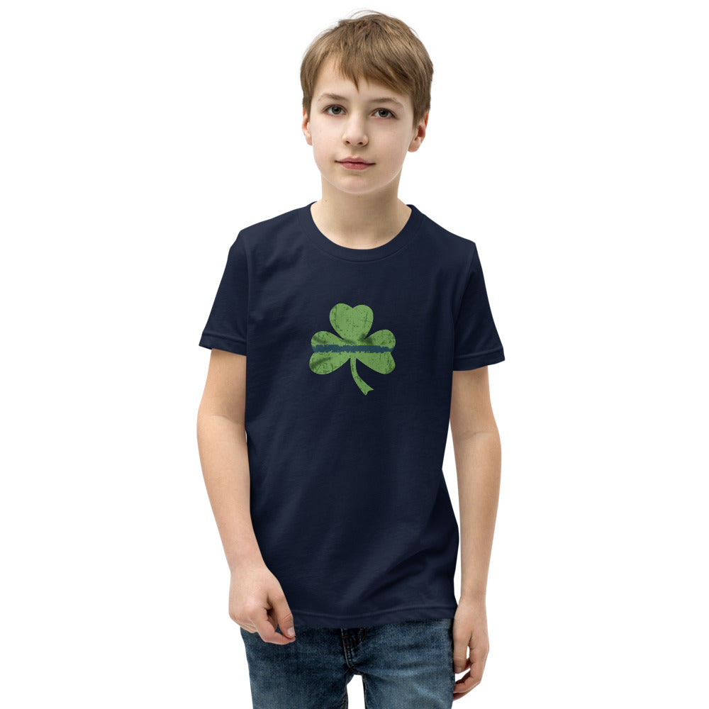 Thin Blue Line Shamrock Premium Bella Canvas Youth Short Sleeve T-Shirt