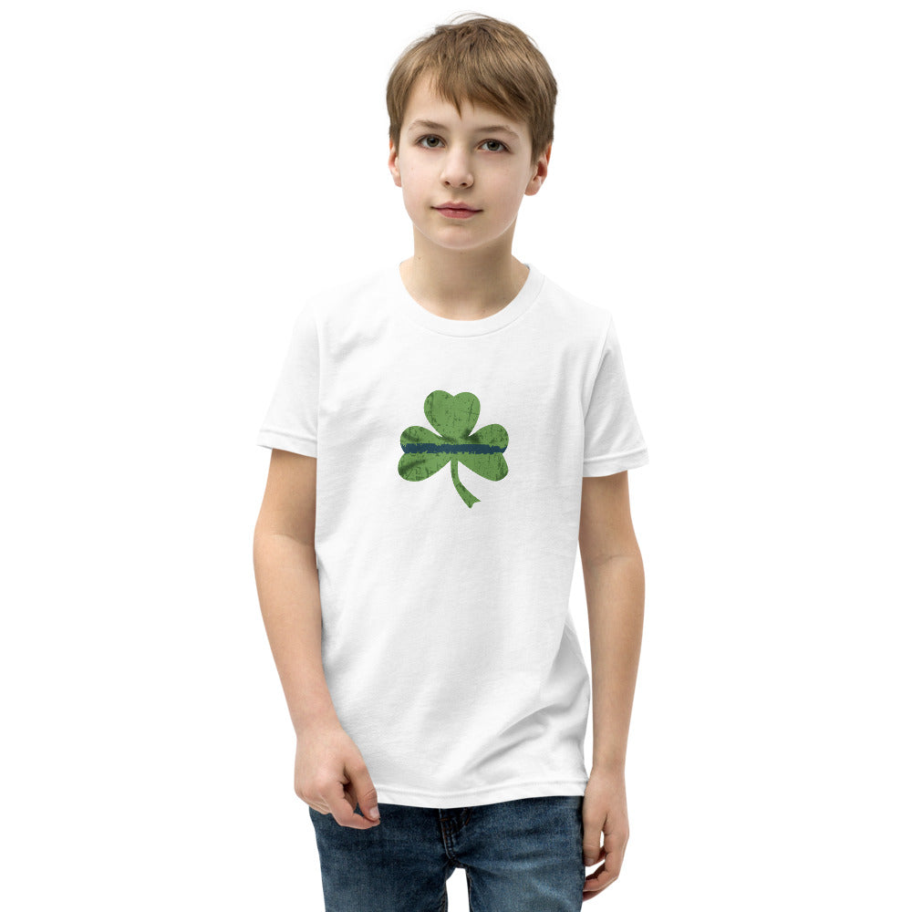 Thin Blue Line Shamrock Premium Bella Canvas Youth Short Sleeve T-Shirt