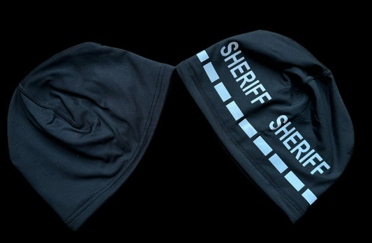 The Police Beanie- Reversible black “SHERIFF”