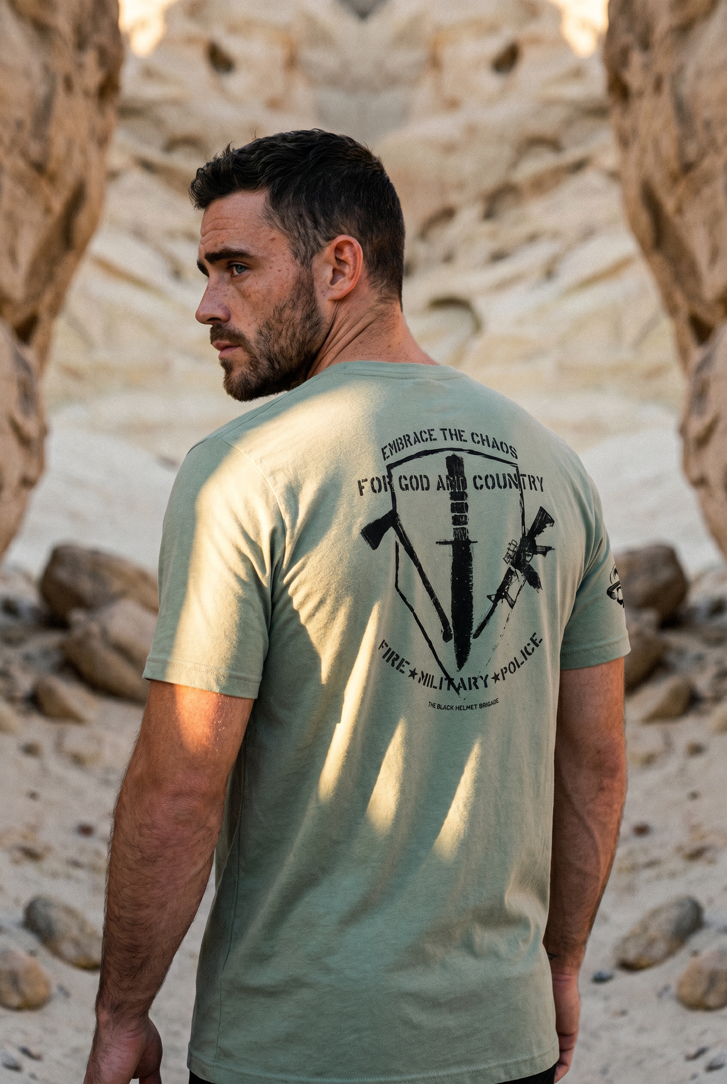 The Embrace the Chaos Fire/Military/Police Premium Tee