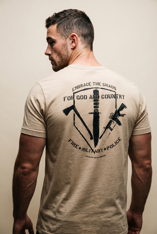 The Embrace the Chaos Fire/Military/Police Premium Tee