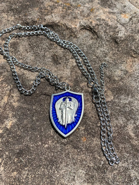 St Michael 3D Pendant Shield Protect Me, Patron Saint for Law Enforcement