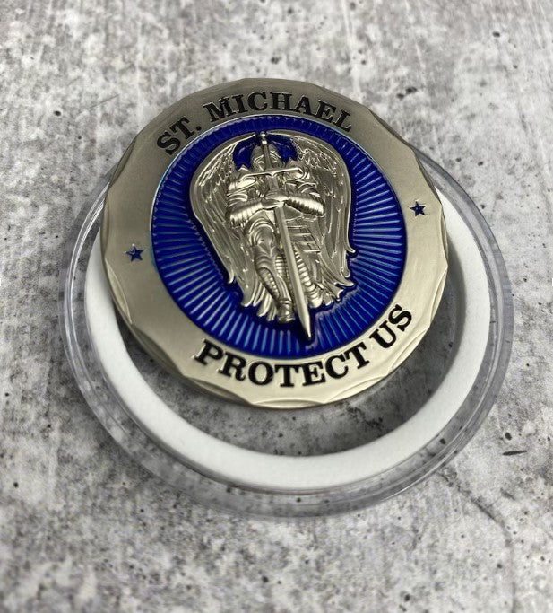 St Michael Protect Us Police Officer Prayer Challenge Coin