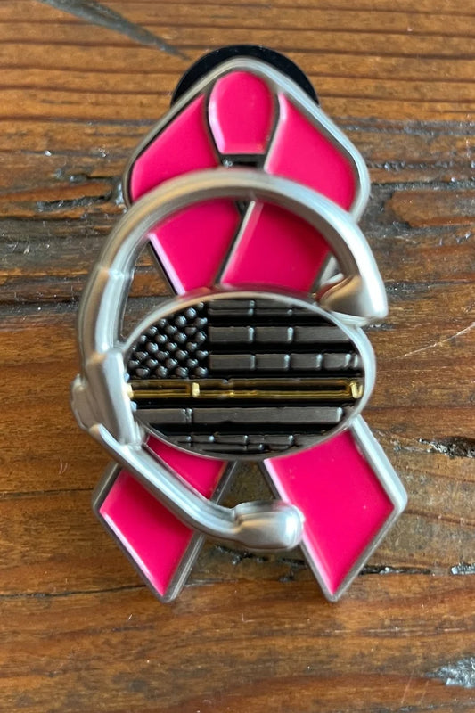 Thin Gold Line Flag Dispatcher and 911 Communications 3D Headset Pin