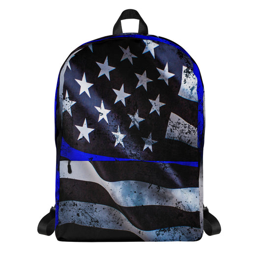 Thin Blue Line USA Wavy Flag Backpack