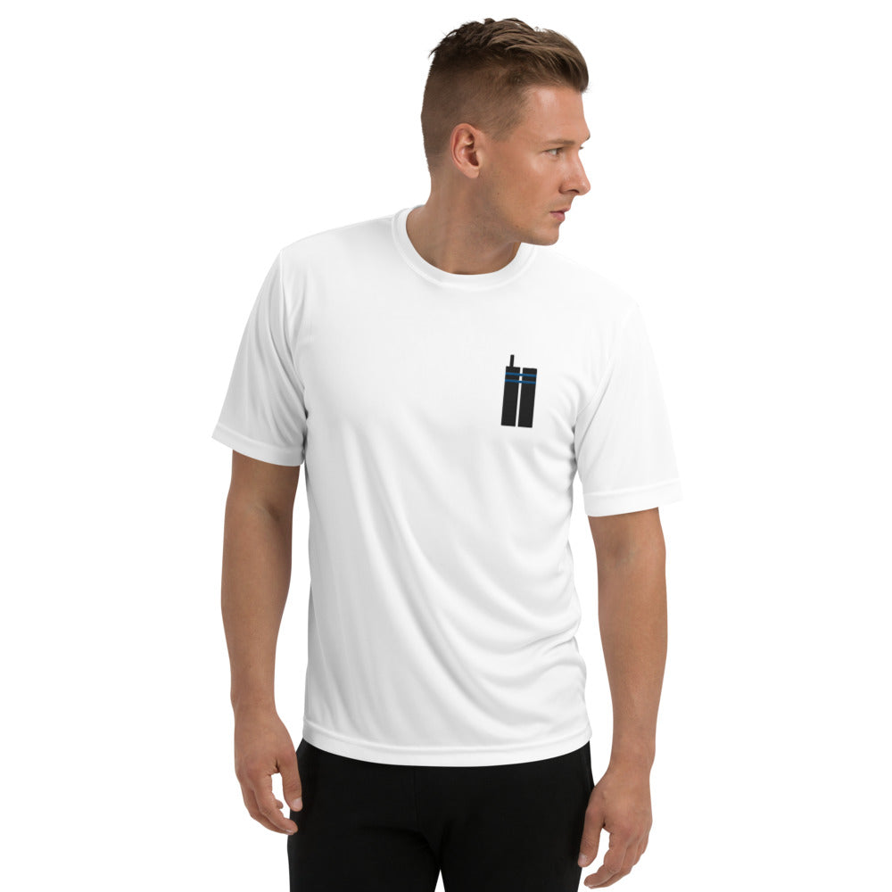 Never Forget 9-11 Twin Towers Thin Blue Line Moisture Wicking Tee