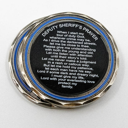 Heroes Live Forever 5 Point Star Thin Blue Line Ribbon Challenge Coin - Individual SKU: C120-0001