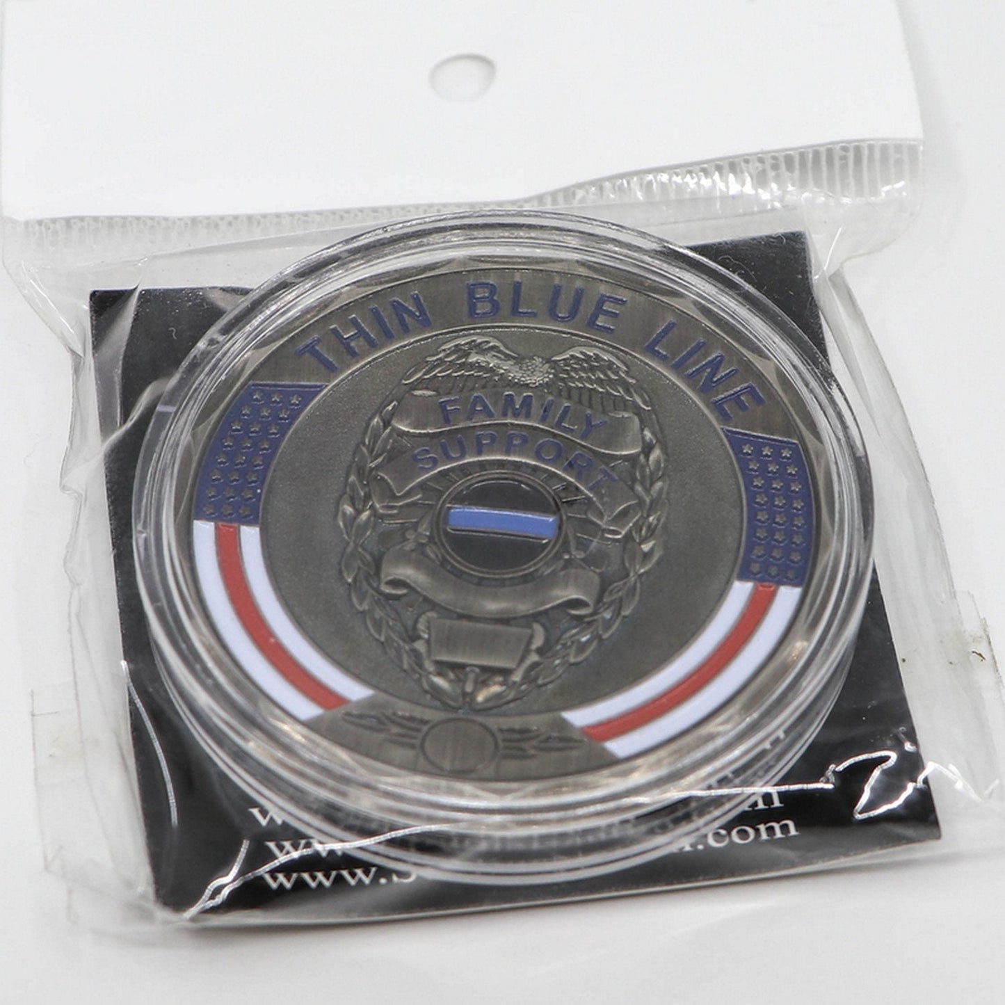 Thin Blue Line Police Family Support- Policeman's Prayer Challenge Coin