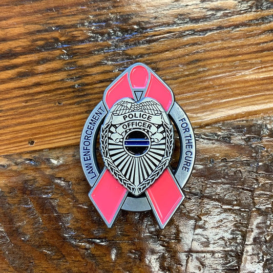 Law Enforcement For the Cure Pink Ribbon Shield Lapel Pin SKU: PI237