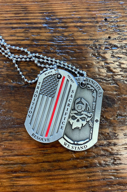 No matter what, Tradition, Sacrifice, and Unwavering Resolve. On the principles We Stand Dog Tag