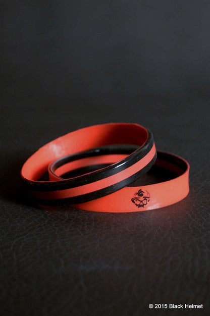 10 Pack Special  | Thin Red Line Two Sided Silicone Wristbands Skull Logo Reverse Side