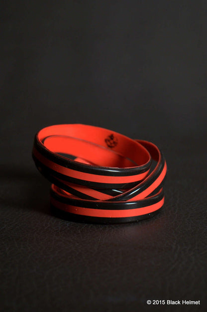 10 Pack Special  | Thin Red Line Two Sided Silicone Wristbands Skull Logo Reverse Side