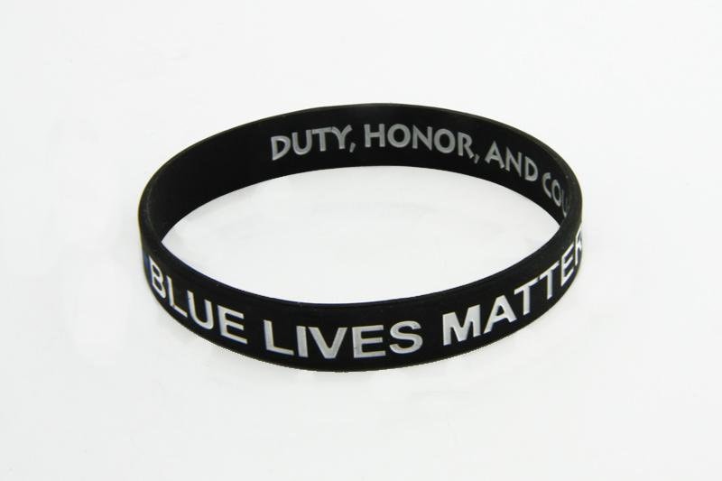 10 Pack  | Blue Lives Matter Duty Honor and Courage Thin Blue Line Wristbands