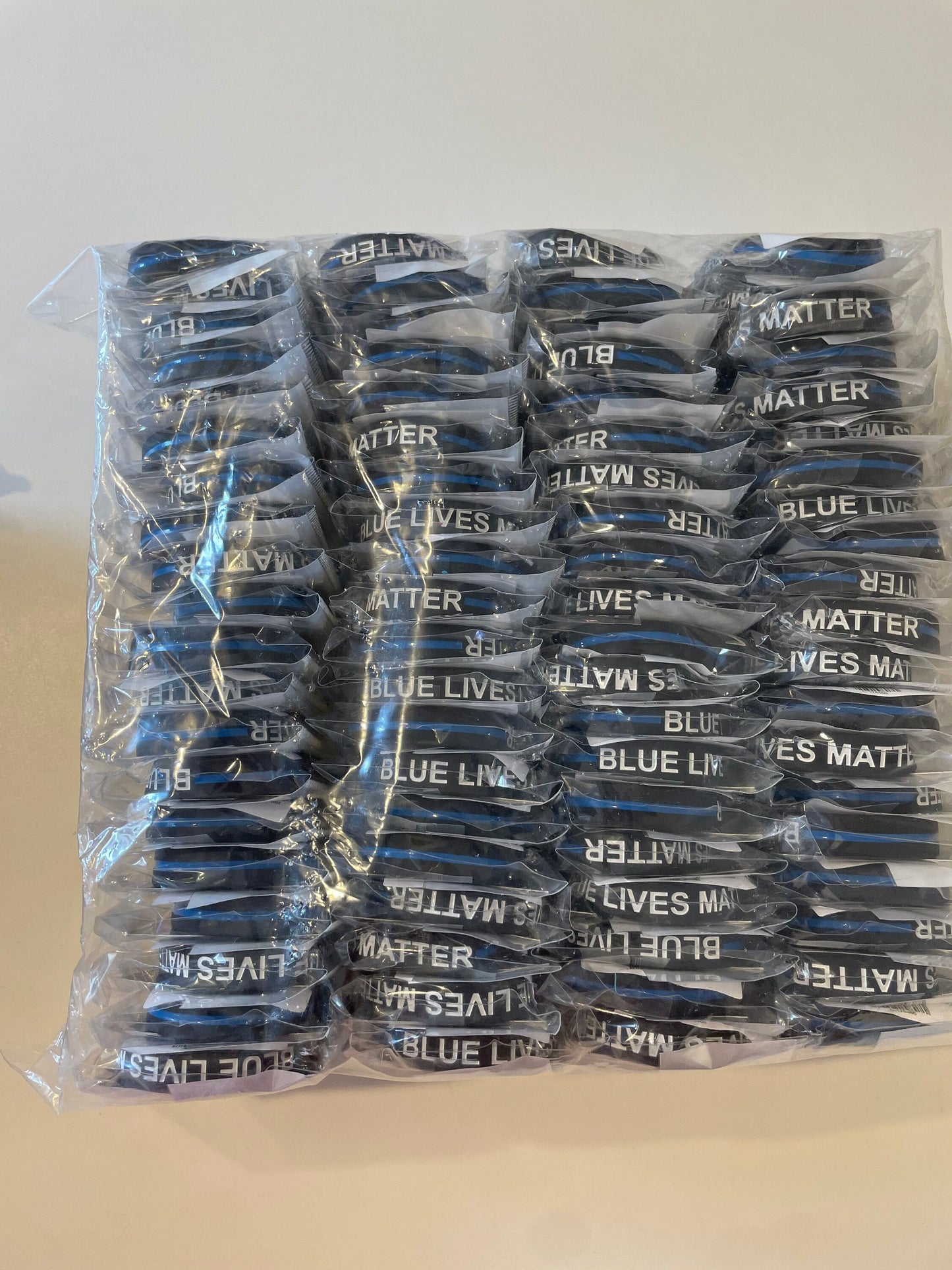 10 Pack  | Blue Lives Matter Duty Honor and Courage Thin Blue Line Wristbands