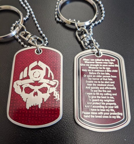 Firefighter Prayer- Skull Logo Dog Tag or Key Chain