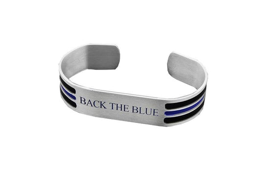 Back the Blue Thin Blue Line Metal Cuff Bracelet | 5 Pack