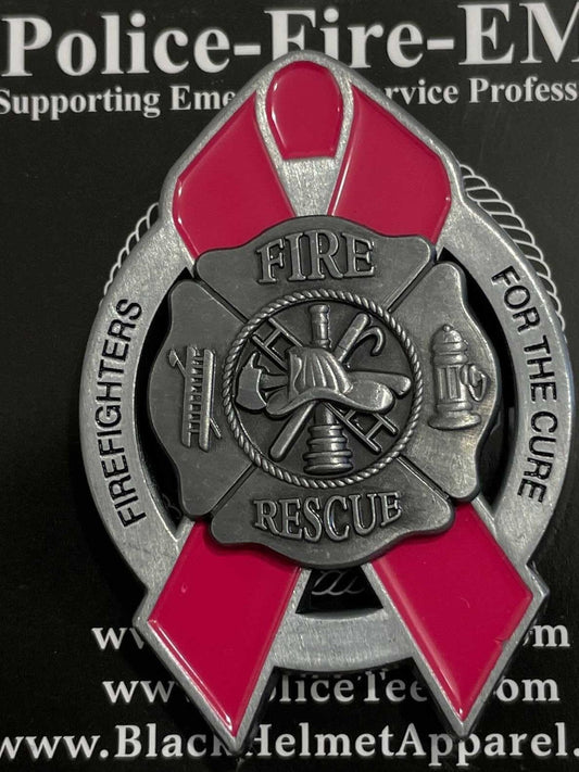 Firefighters For the Cure Pink Ribbon Maltese Cross Lapel Pin