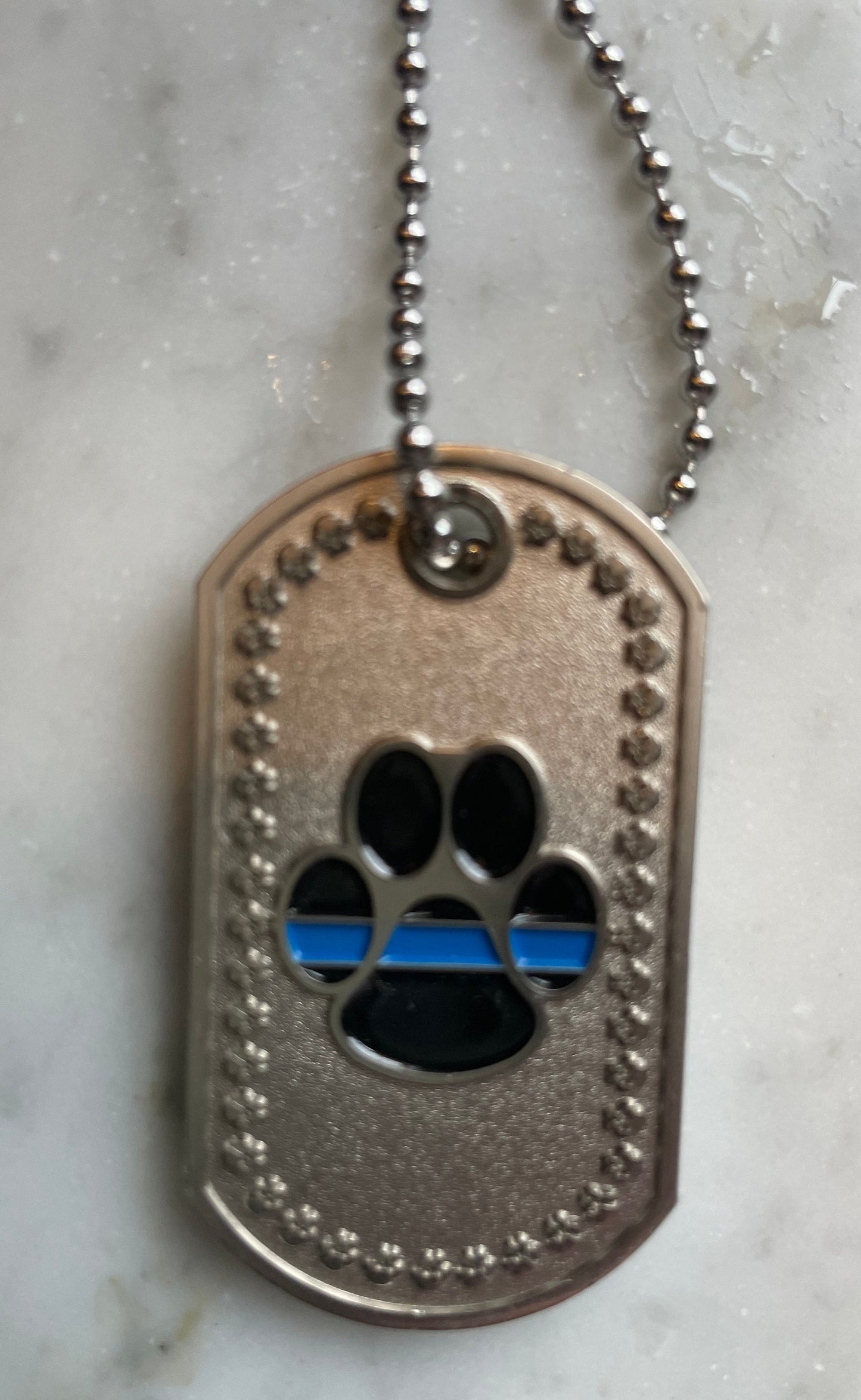 Thin Blue Line K-9 Paw - K-9 Prayer Brushed Steel Dog Tag   SKU: DT018