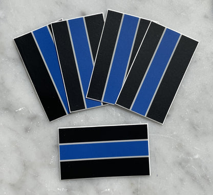 5 Pack of License Plate Decals | The Blue Thin Blue Line License Plate Decals Highlight by Silver Line.