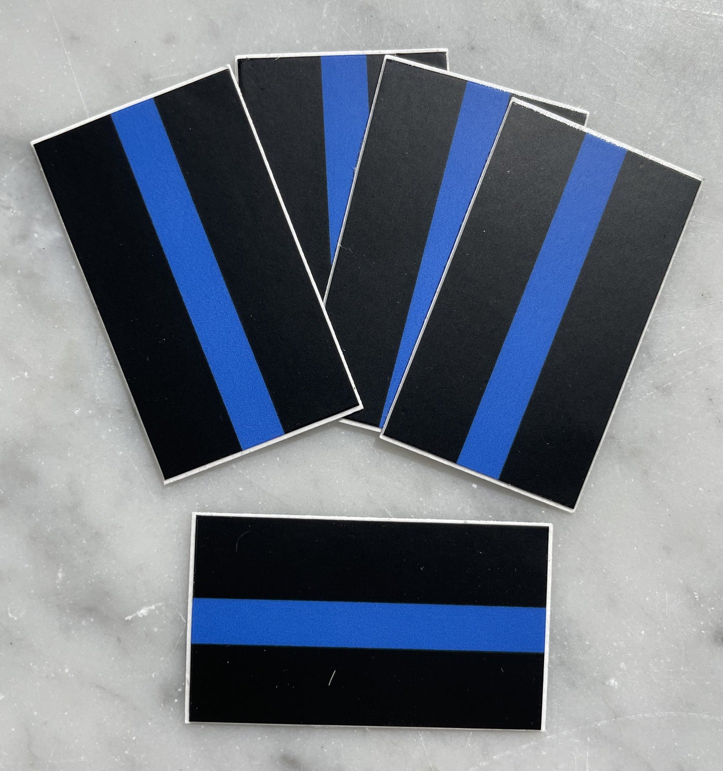 5 Pack of License Plate Decals | The Blue Thin Blue Line Tradional Black And Blue License Plate Decals