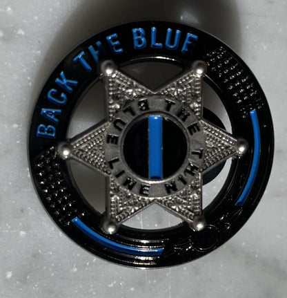 Back The Blue 6 Point Star Thin Blue Line Police Support Pin