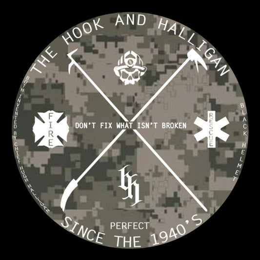 2 Pack | The Hook And The Halligan "Don't Fix What Ain't Brooken Since The 1940"s Laminate Black Helmet Decal