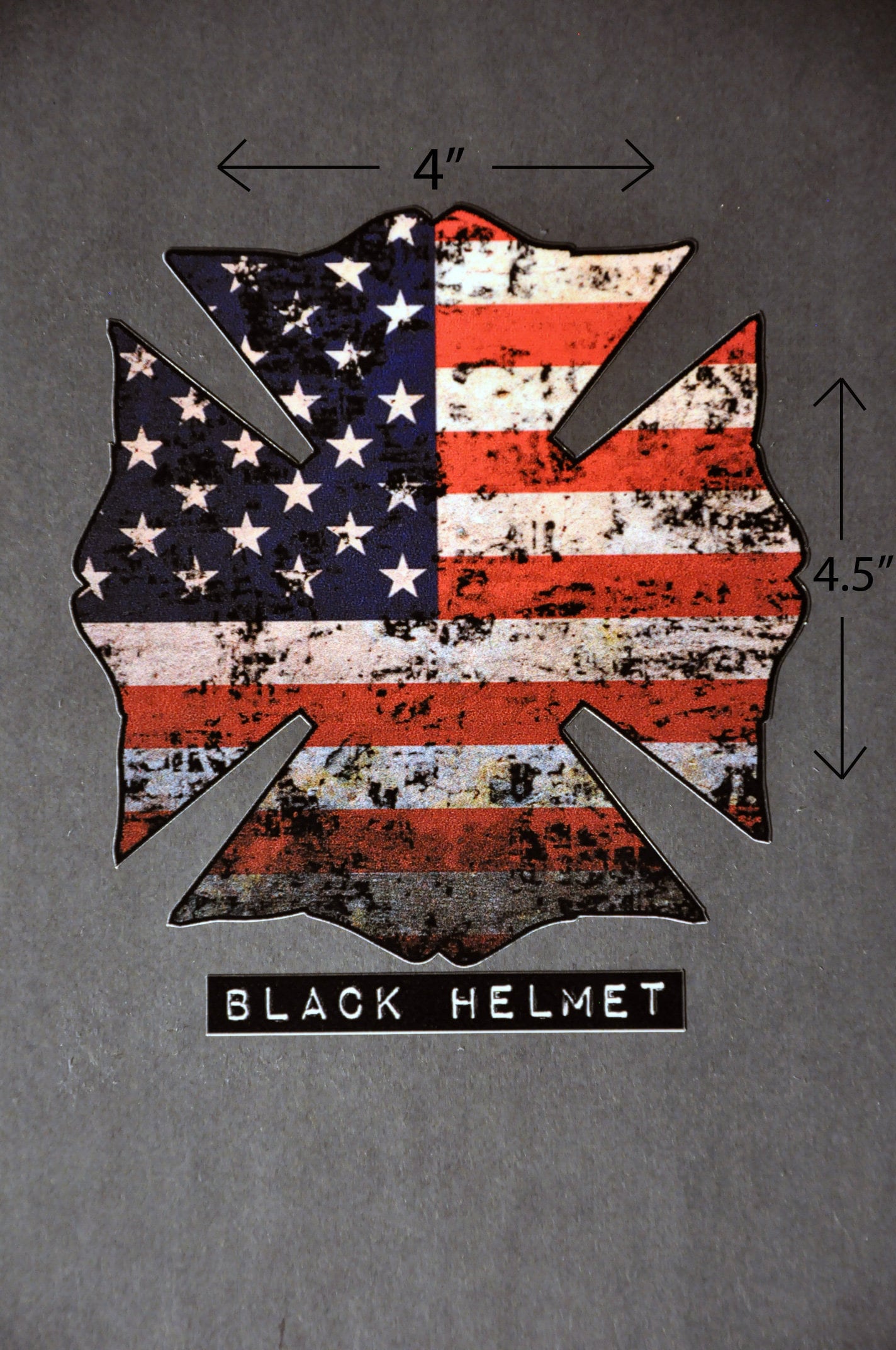 2 Pack: Black Helmet USA Maltese Cross Firefighter Vehicle Decal- 4″ × 4.5″″