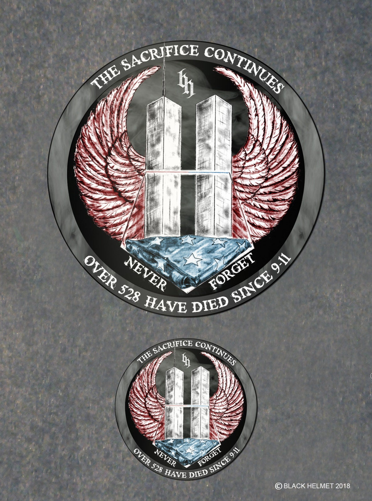 Black Helmet " The Sacrifice Continues 2 Pack Decal Set, Helmet and Vehicle Lamindated Decals