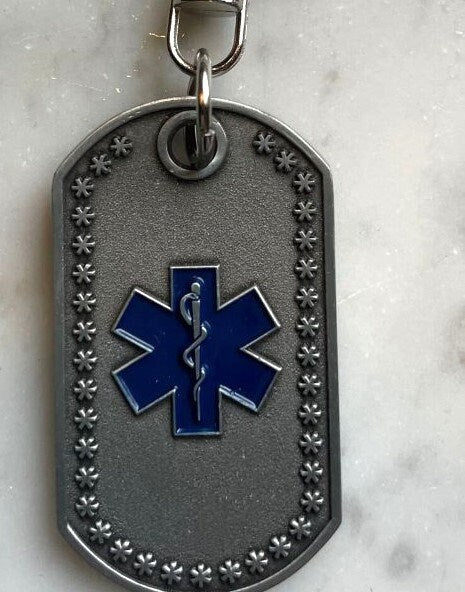 EMS Prayer Blue Star Of Life Dog Tag Key Chain